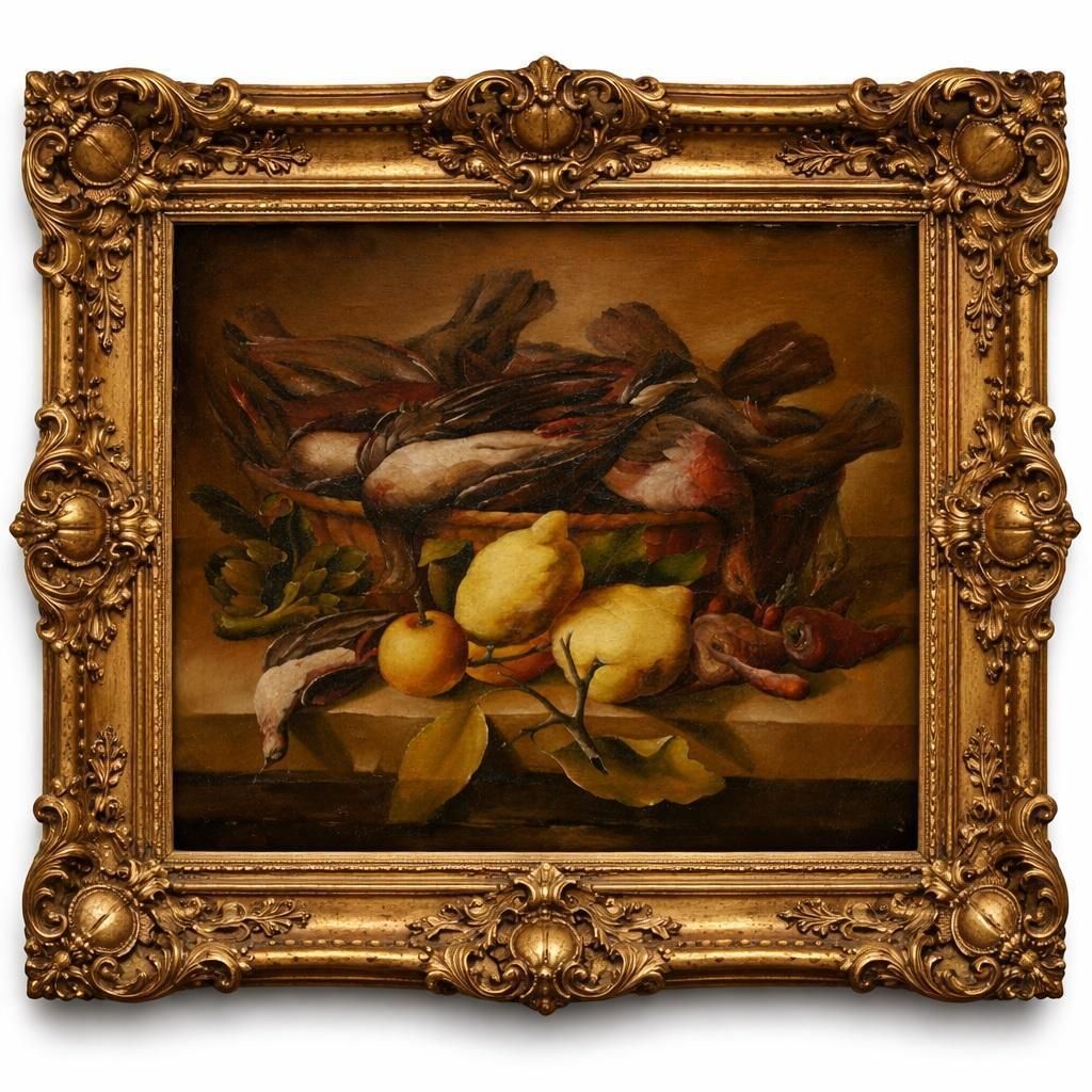 photo furniture 19th Century Still Life Painting Oil On Canvas Neapolitan Pictorial Tradition