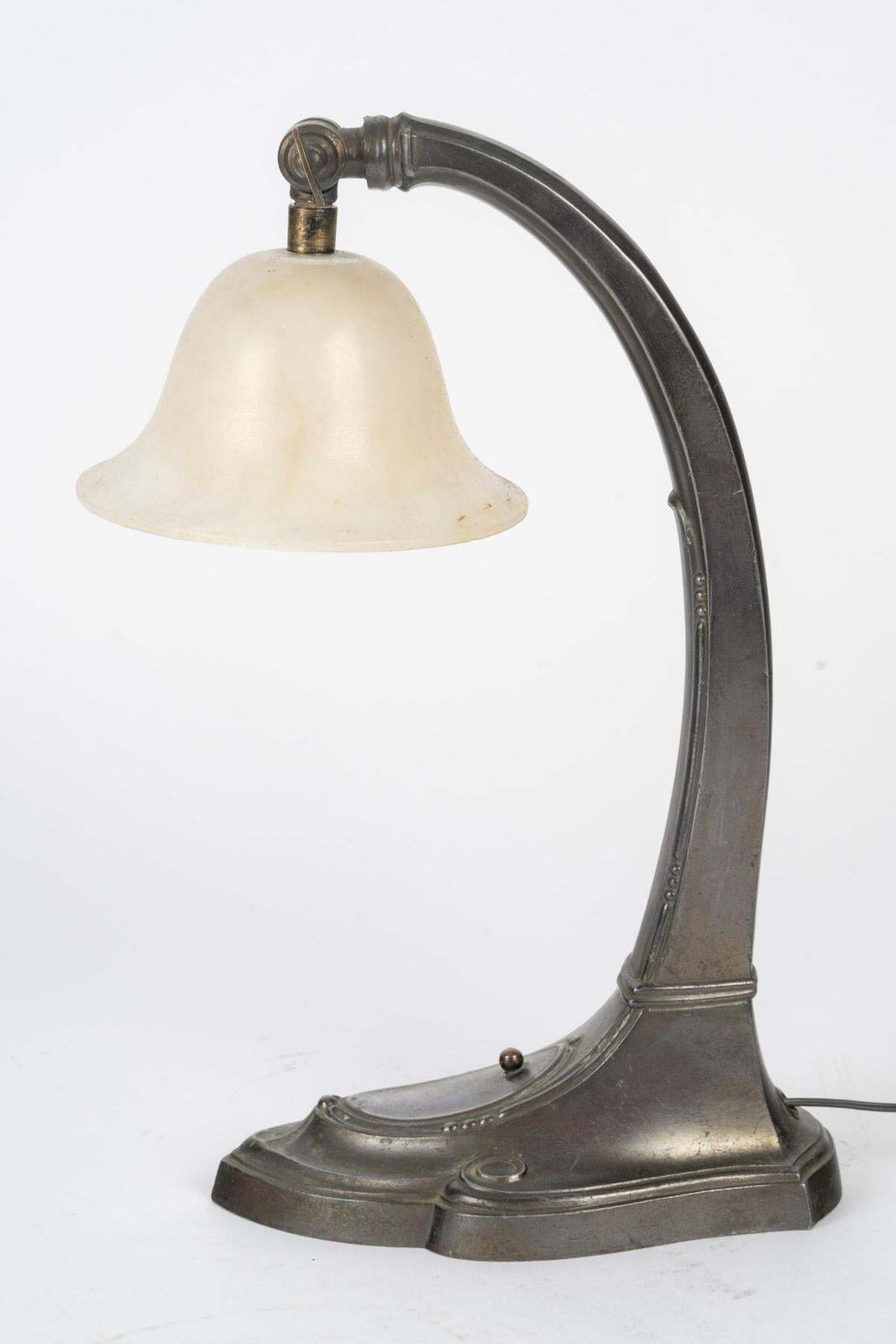Art Nouveau Alabaster And Pewter Table Lamp (1910) photo for sale