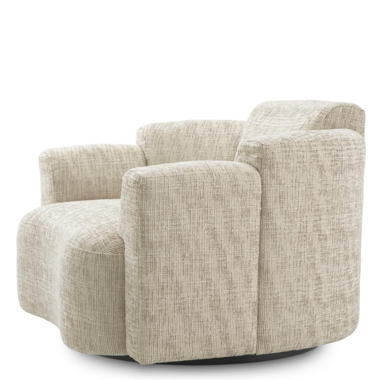 Swivel Chair In Creststone Beige With Black Base photo vinterior