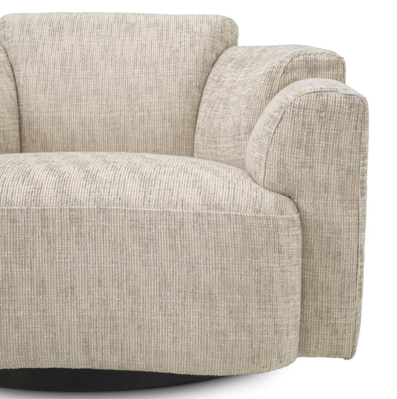 photo furniture Swivel Chair In Creststone Beige With Black Base