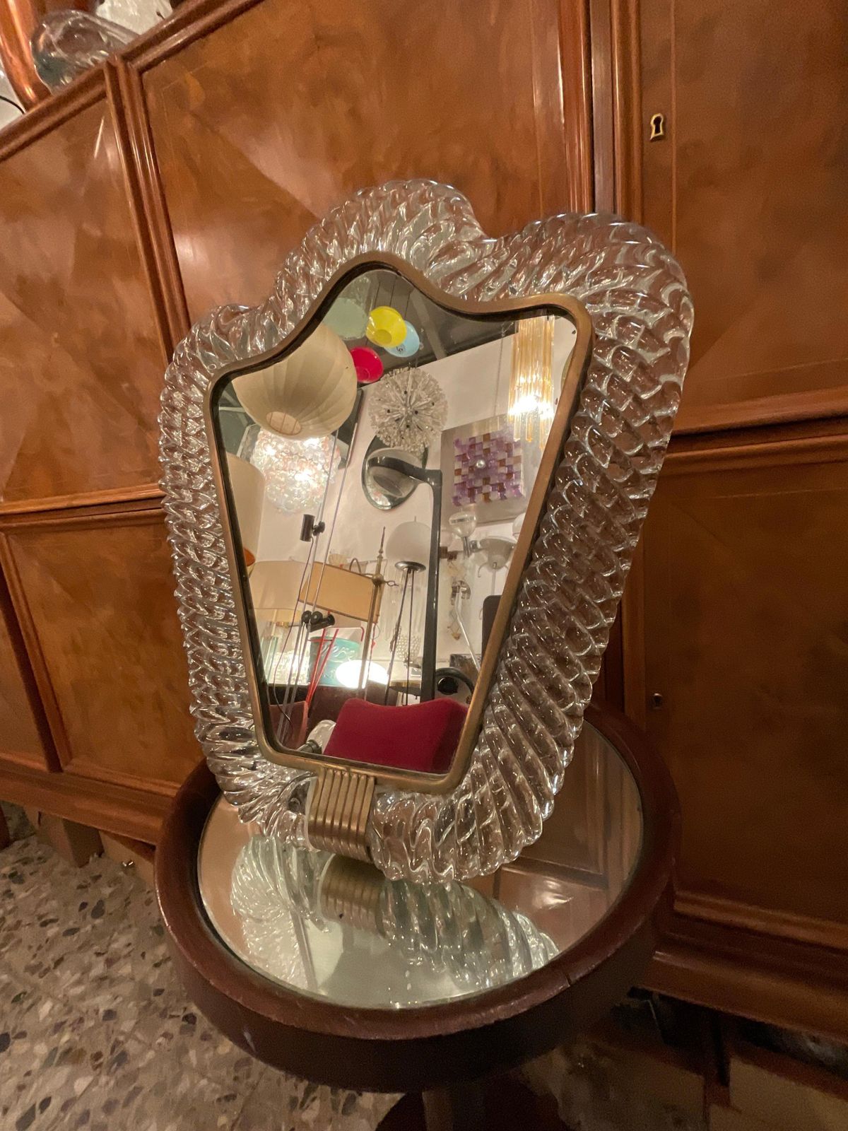Barovier & Toso Table Or Hanging Mirror Murano Glass Italy 1940/50. photo for sale