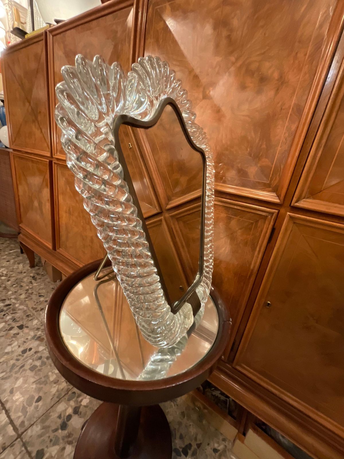 Barovier & Toso Table Or Hanging Mirror Murano Glass Italy 1940/50. photo Home Decor