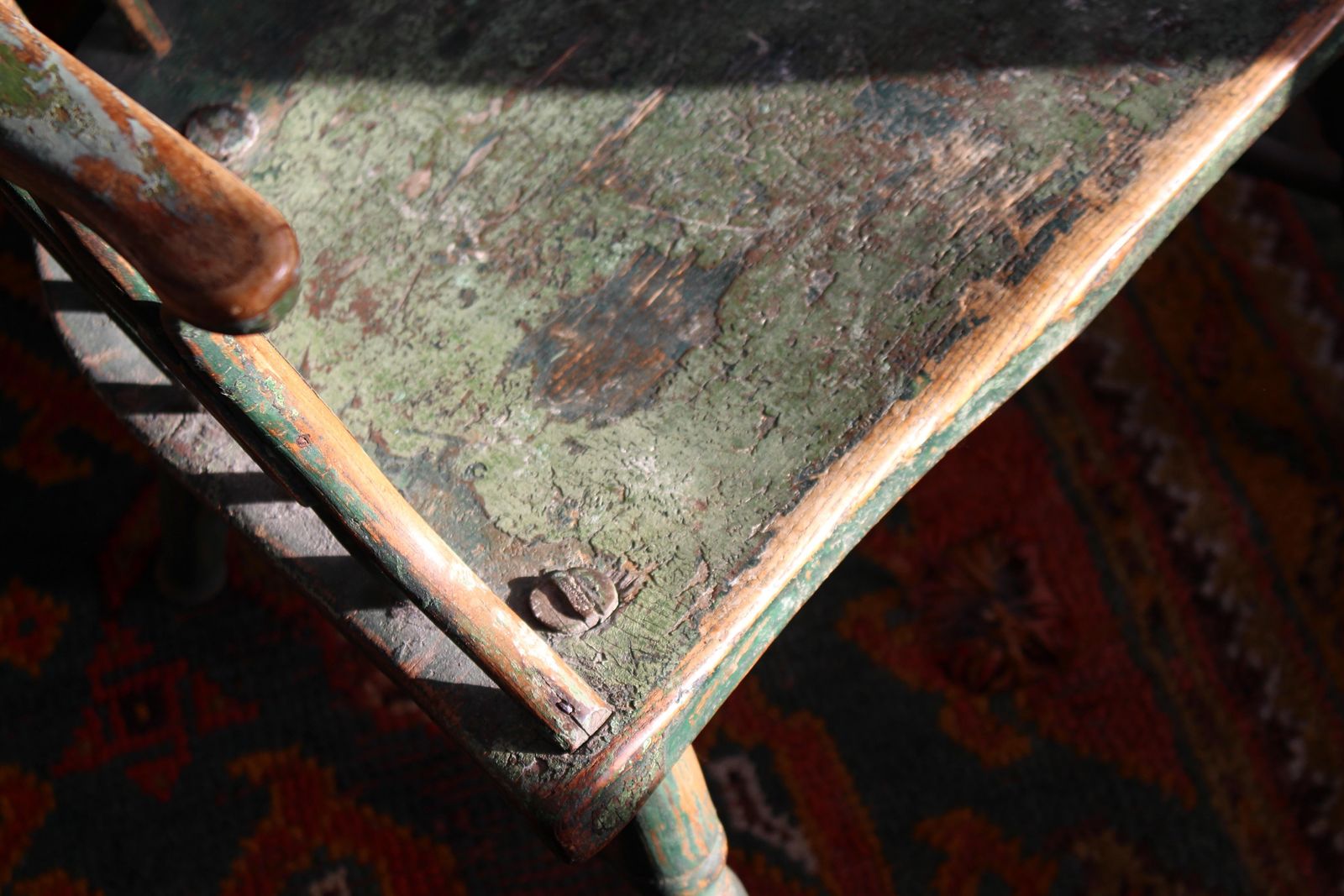 Early 19th Century Welsh Stick Back Chair Original Green Paint Folk Art photo 1319.0