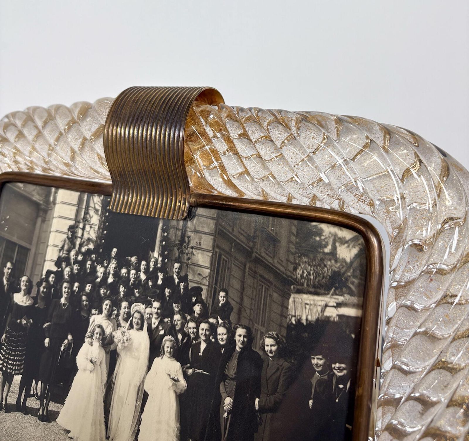 Hand Blown Gold Murano Glasss Frame By Barovier & Toso, 1950s photo for sale