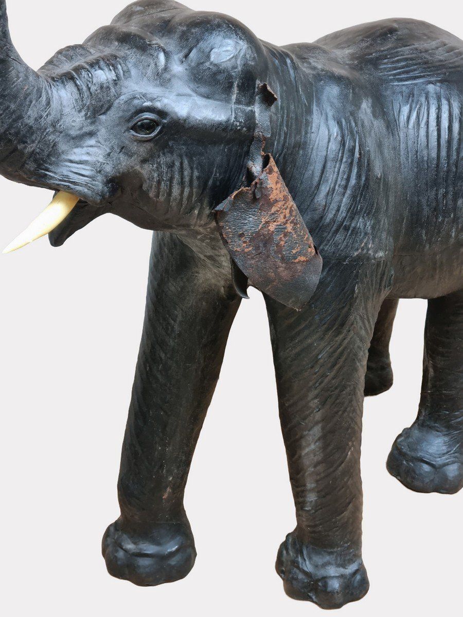 Omersa Leather Elephant With Glass Eyes From Liberty's London, 1930s photo Home Decor