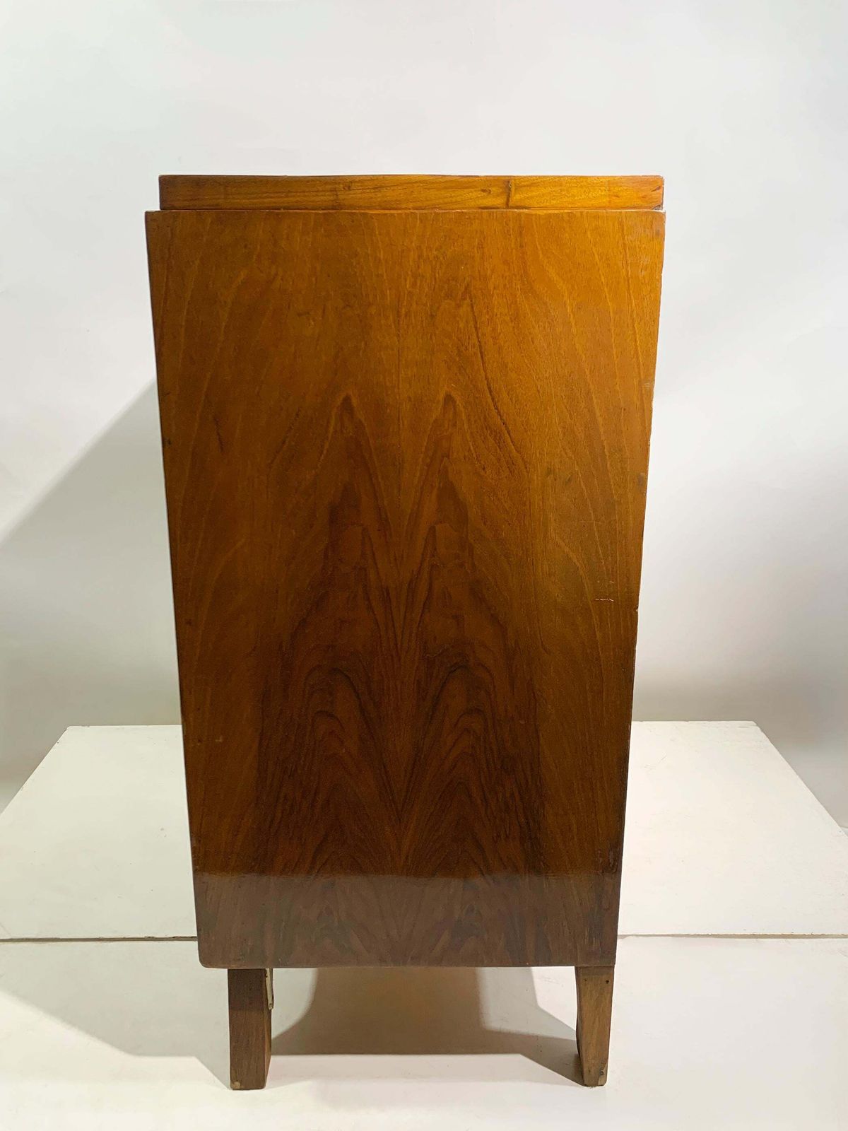 Art Deco Figured Walnut Veneer Bedside Cabinet /Nightstand, France, Circa 1940's photo 1207.0