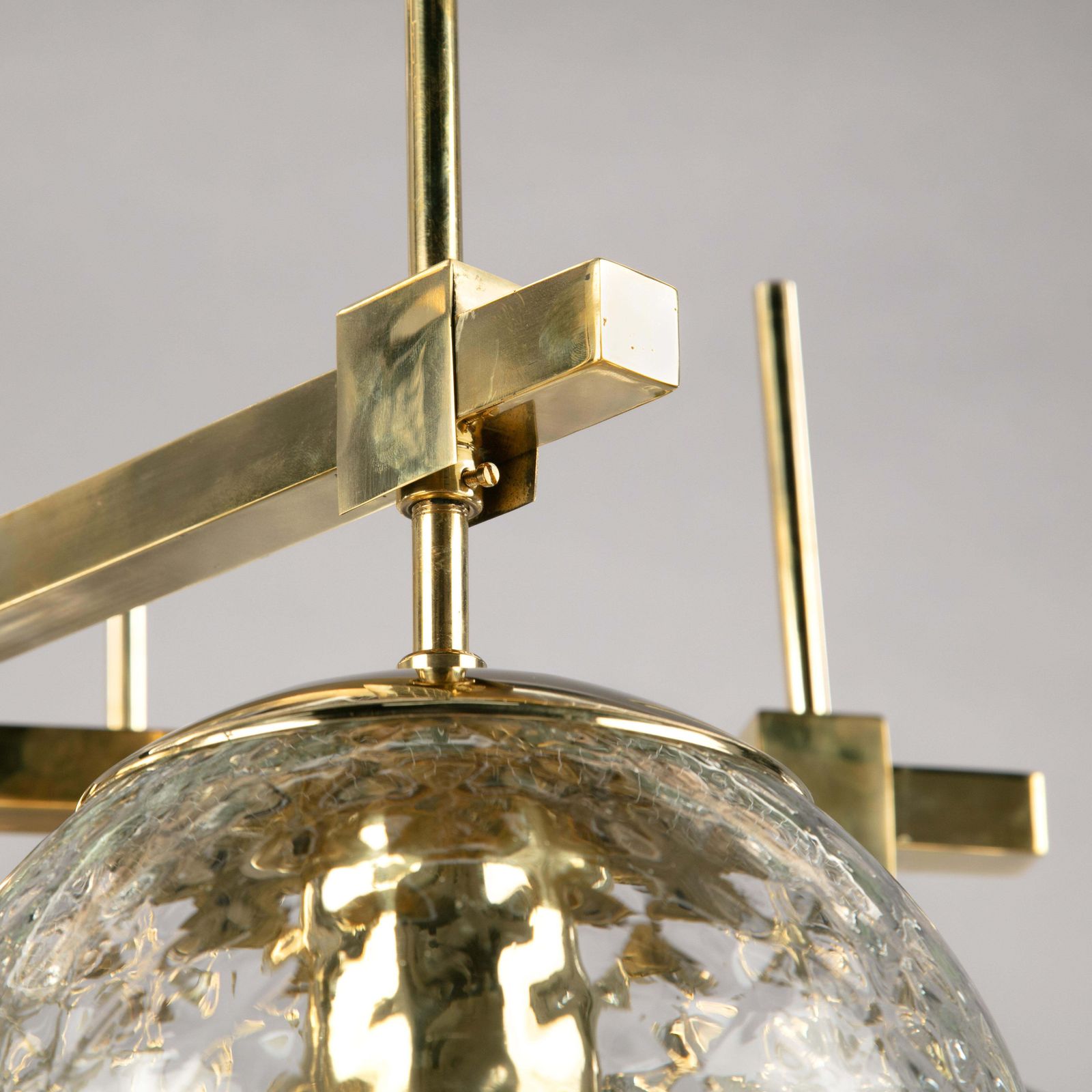 1970s Czech Brass And Textured Glass Chandelier, Bohemian photo buy