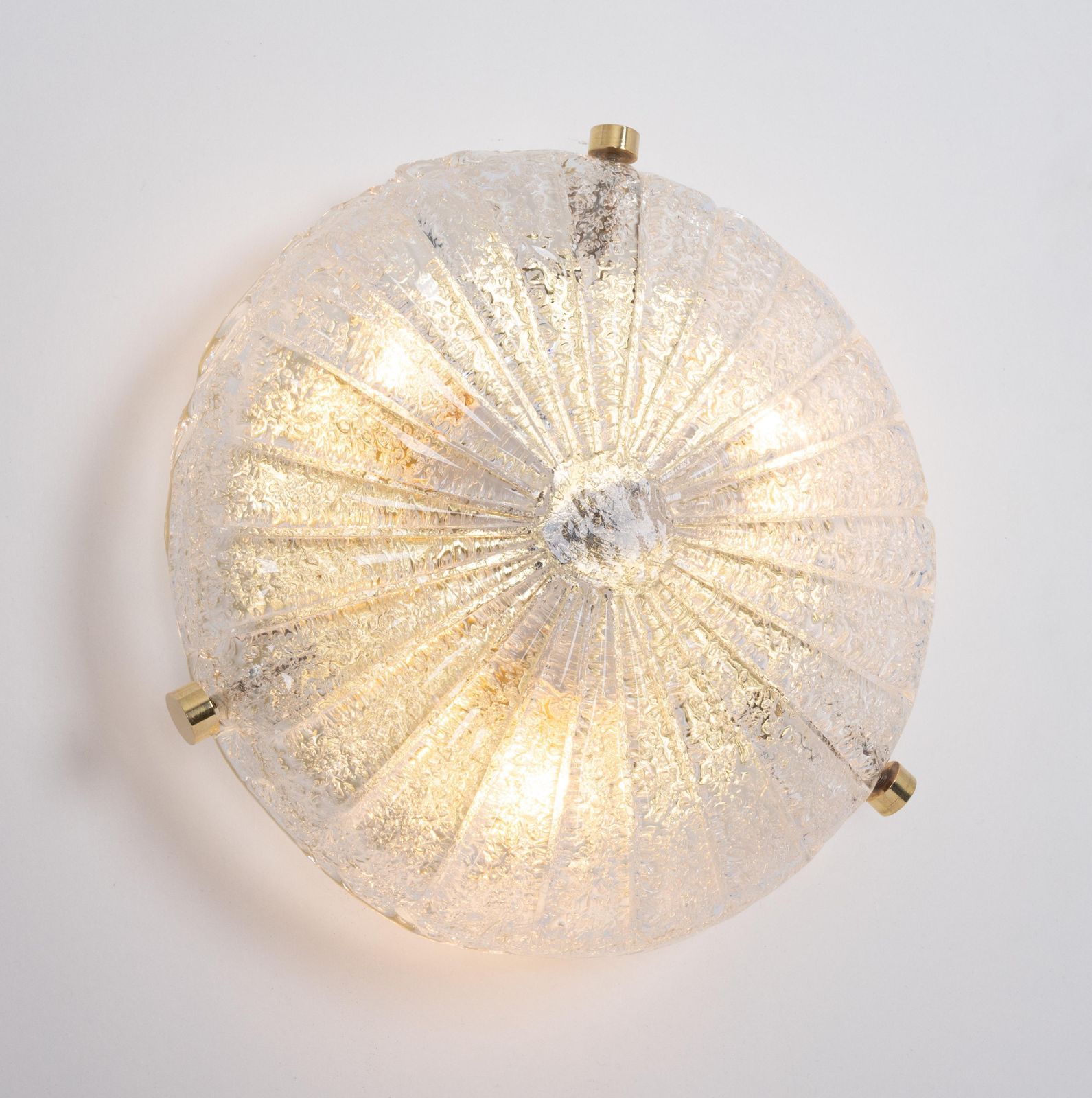 1 Of 2 Petite Brass Flushmount Murano By Hillebrand, Germany, 1970s photo vinterior