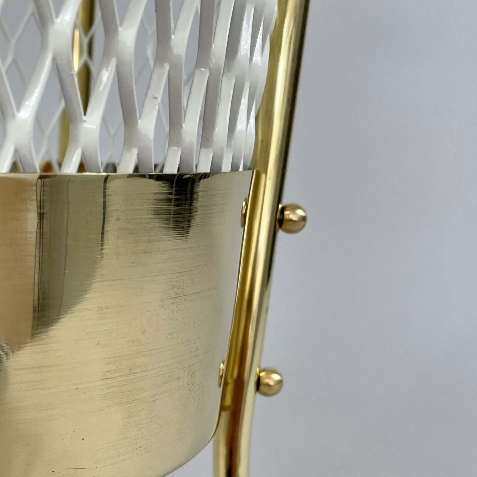 Mid Century Brass & White Metal Umbrella Stand, Italy 1950s photo vinterior
