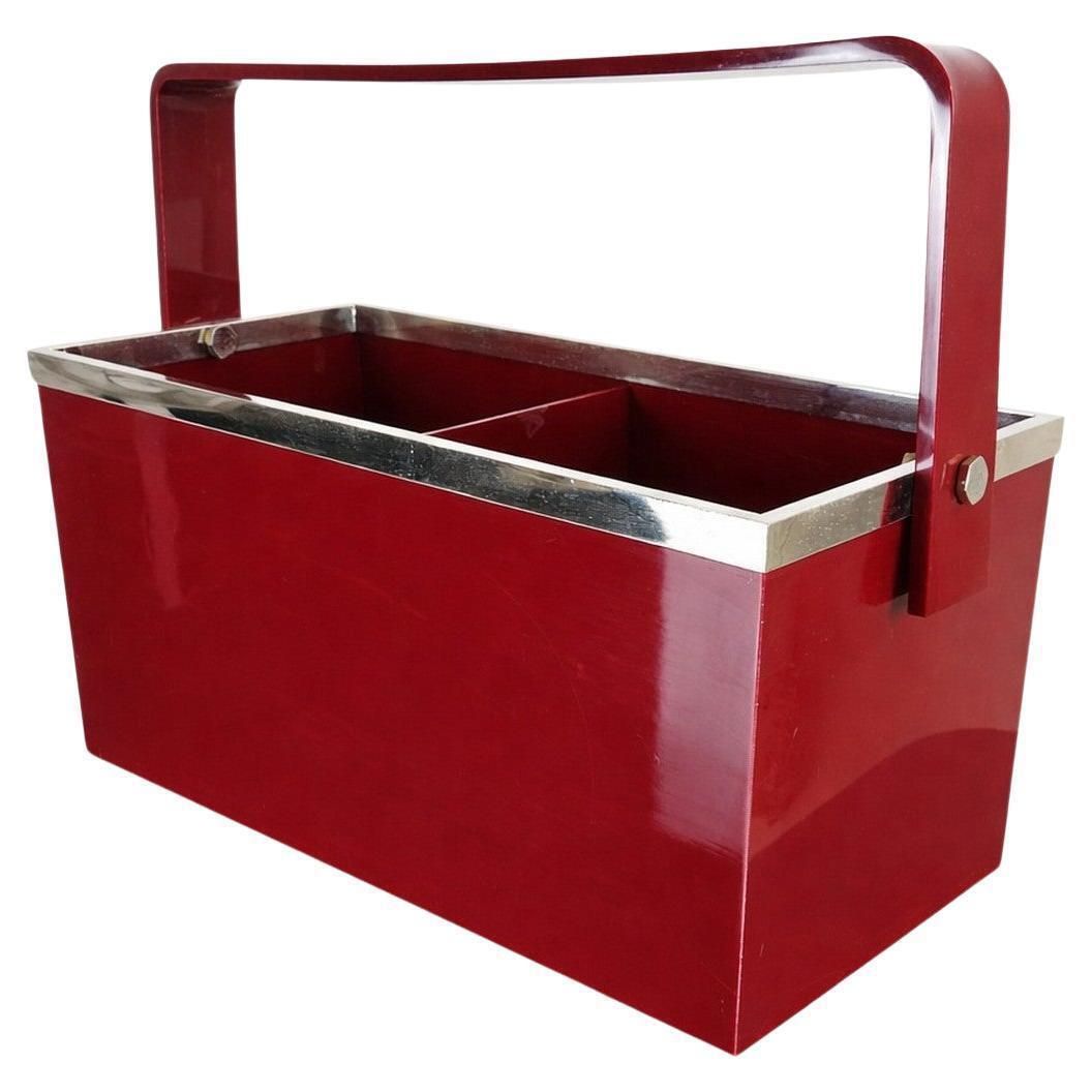Red Lucite Bottle Stand/Magazine Holder Italy 1960's