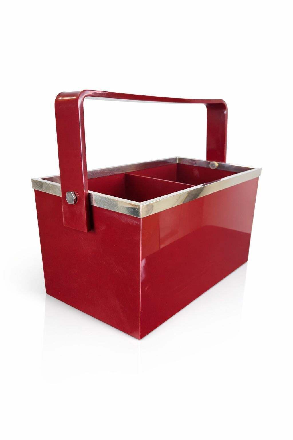 Red Lucite Bottle Stand/Magazine Holder Italy 1960's photo 810.0