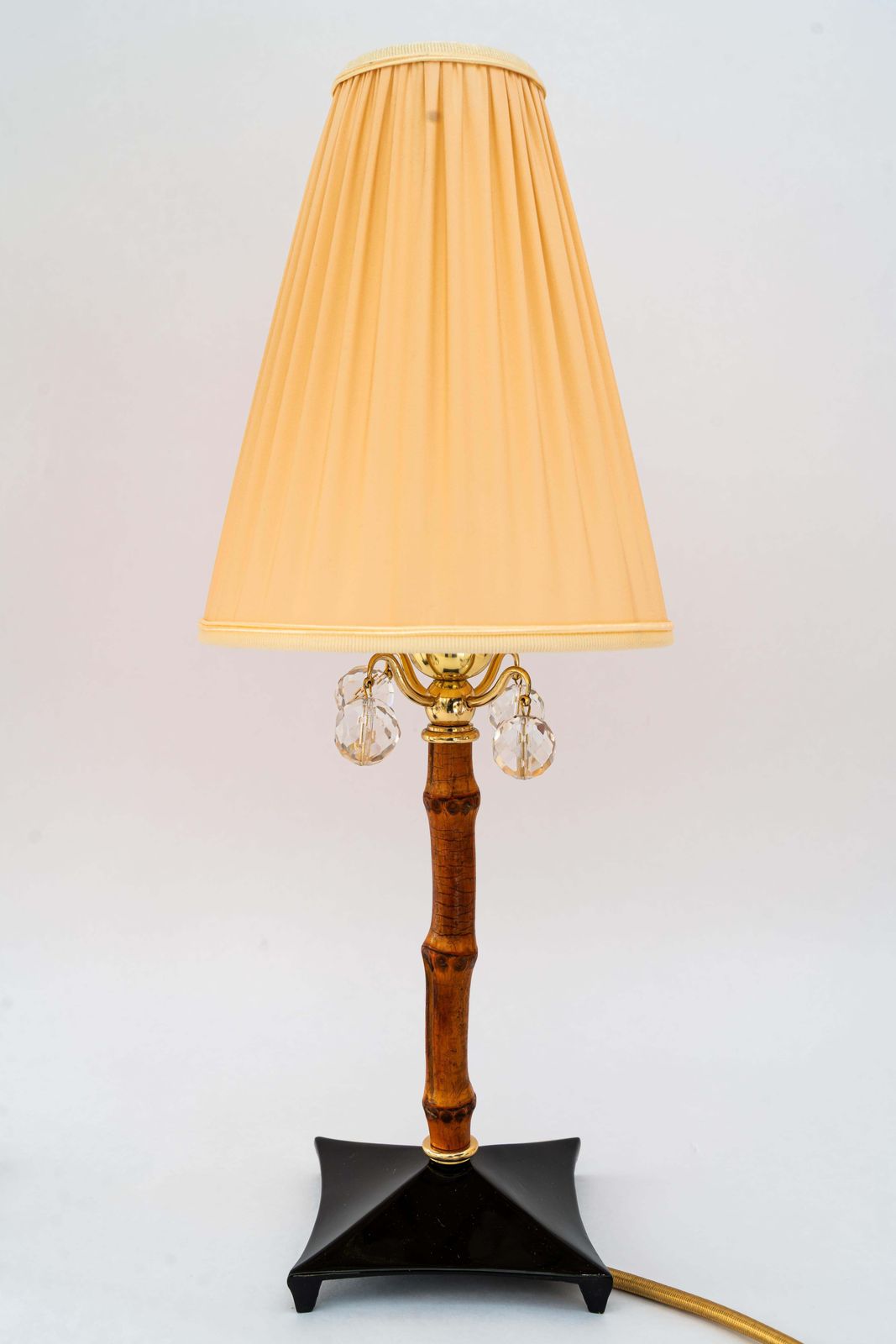 2x Rupert Nikoll Bamboo Table Lamps With Fabric Shades Vienna Around 1950s photo furniture