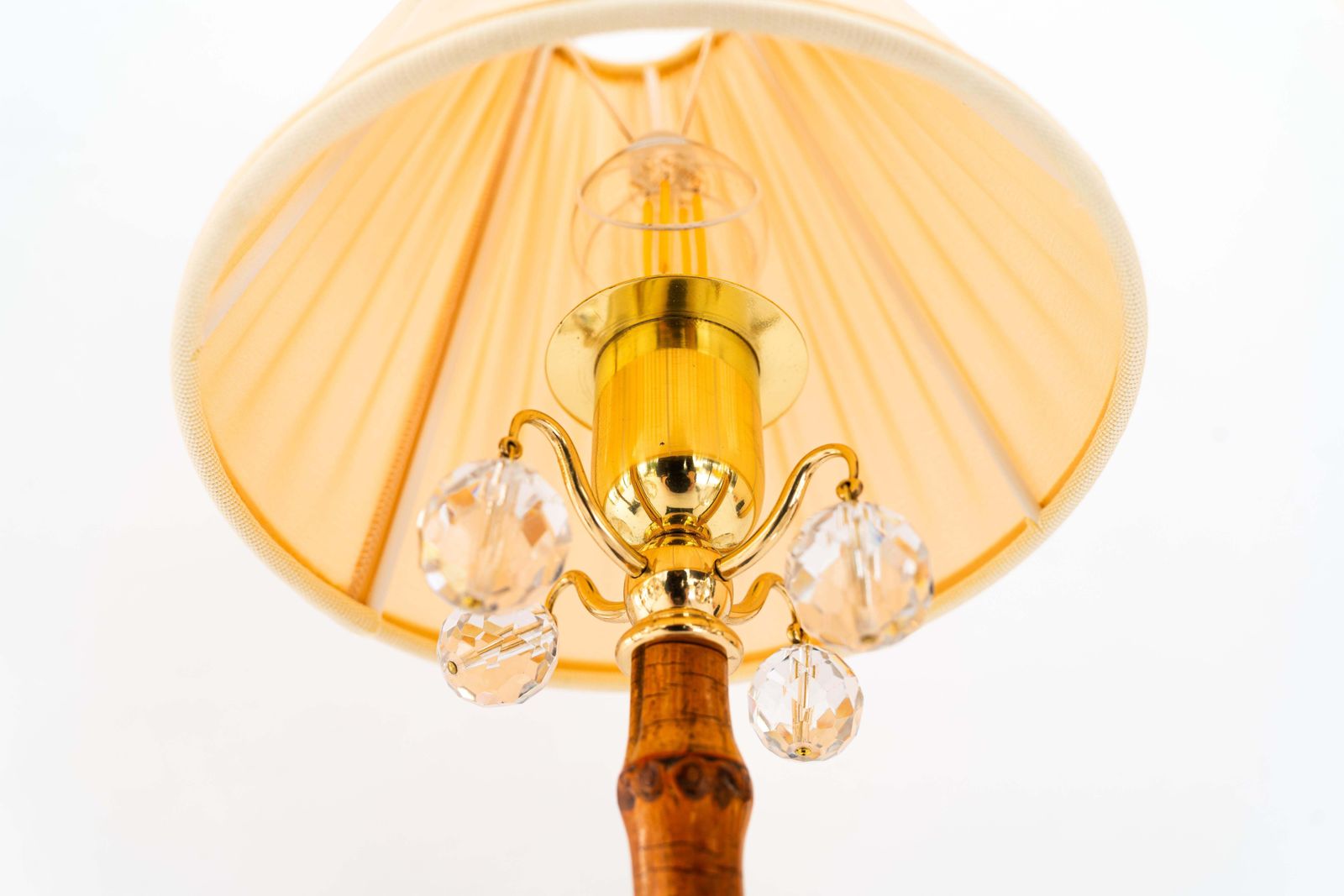 photo for sale 2x Rupert Nikoll Bamboo Table Lamps With Fabric Shades Vienna Around 1950s