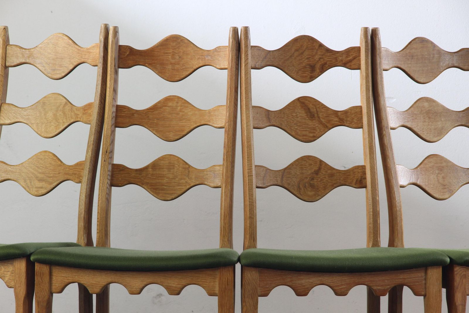 photo furniture Vintage 1960s Danish Tall Back Brutalist Chairs By Henning Kjærnulf, Set Of 8