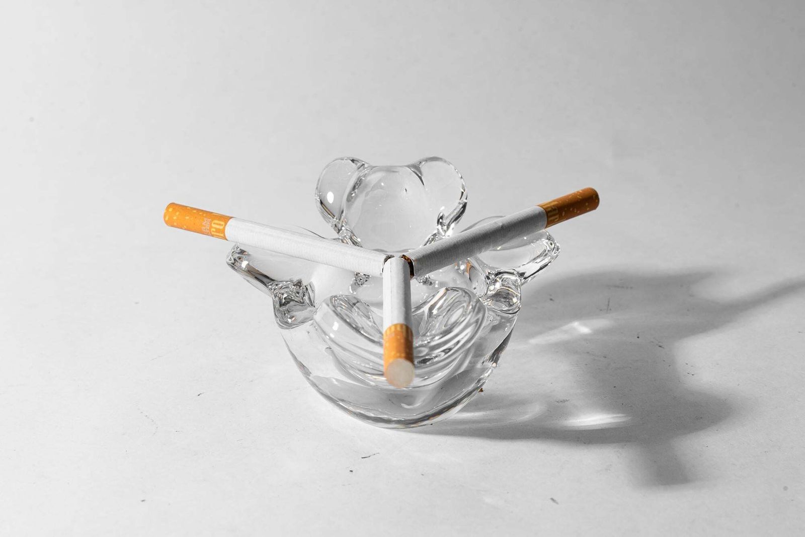 Glass Ashtray In The Shape Of A Lying Bear, Vienna, Around 1970 photo vintage