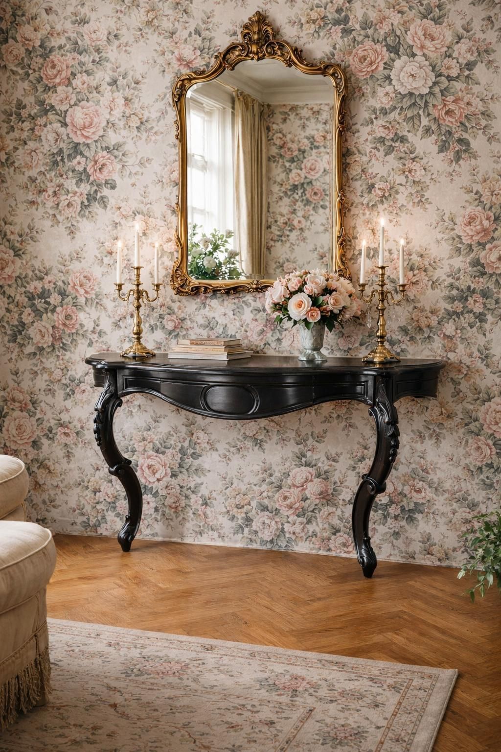 Furniture Antique French Black Patinated Wood Wall Mounted Entry Hall Console Circa 1880 photo
