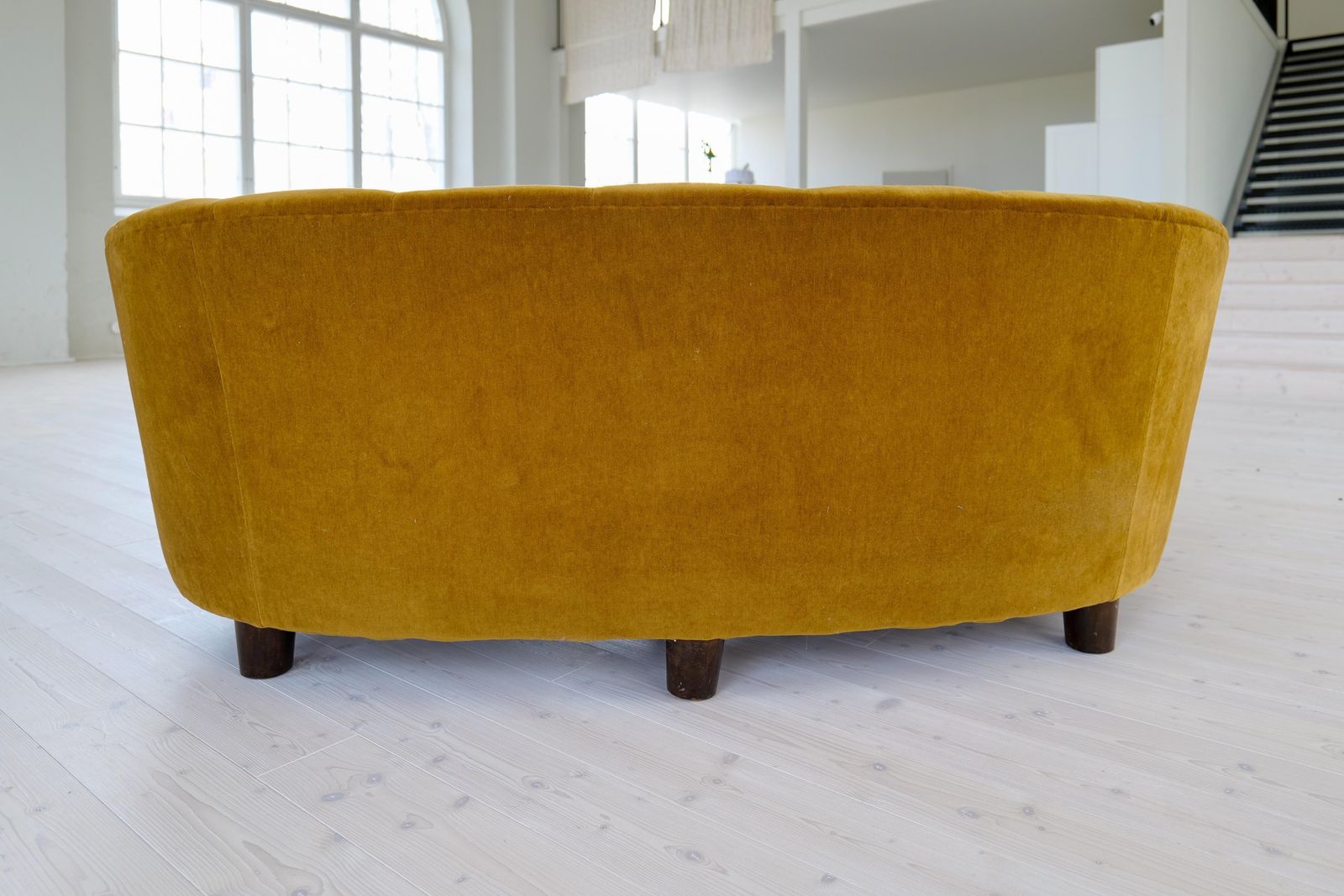 photo for sale Swedish Art Deco Velvet Sofa Curved Design, 1940s