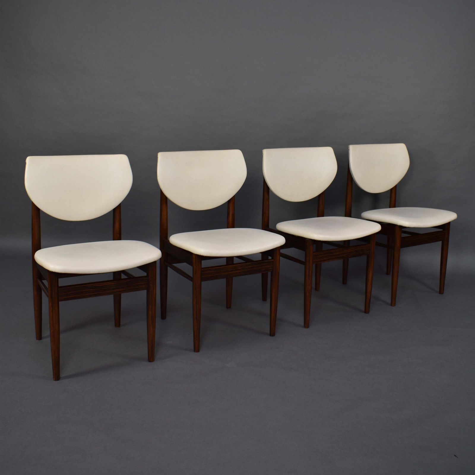 Set Of Four Scandinavian Wenge Dining Chairs, Faux Leather, 1960s photo furniture