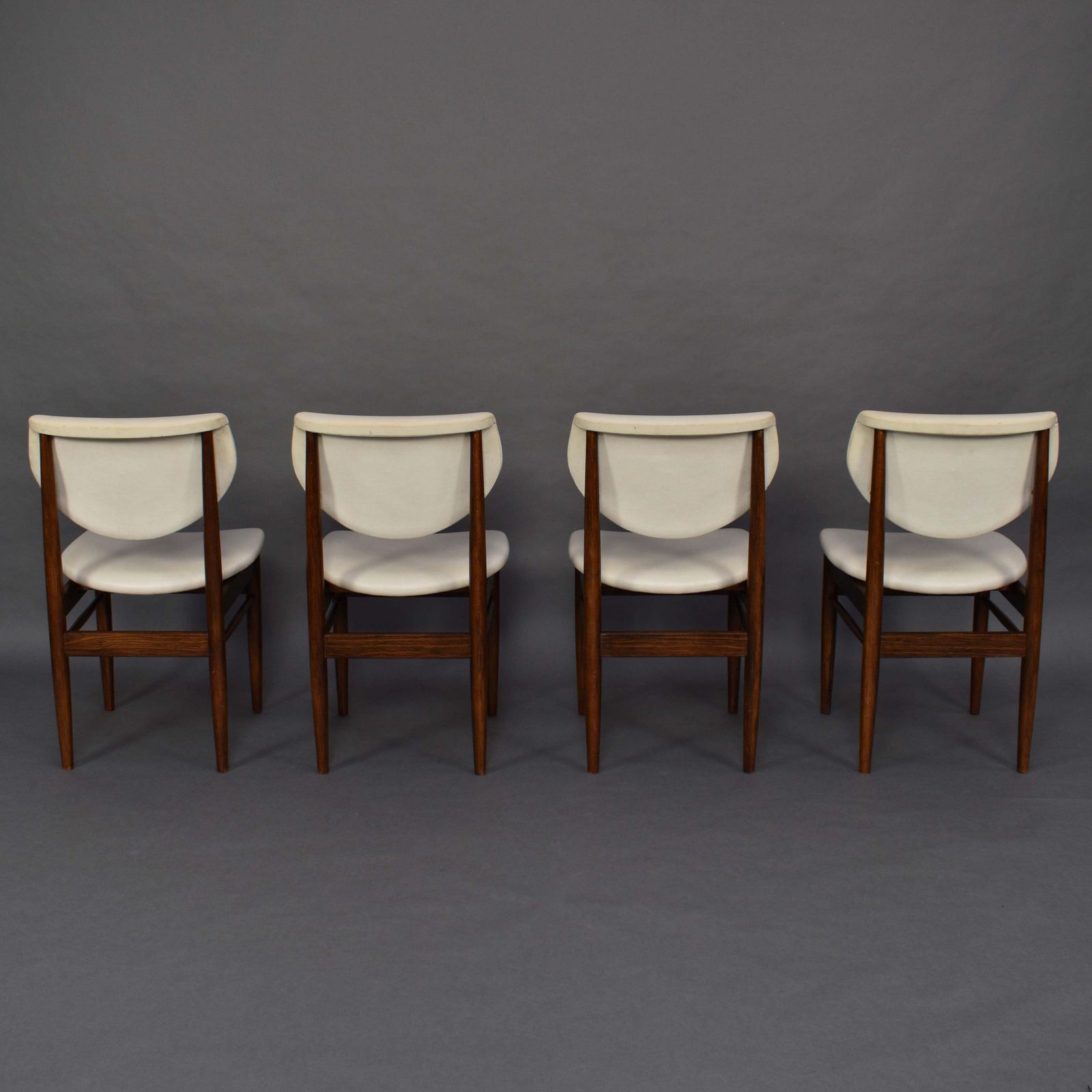 Set Of Four Scandinavian Wenge Dining Chairs, Faux Leather, 1960s photo for sale