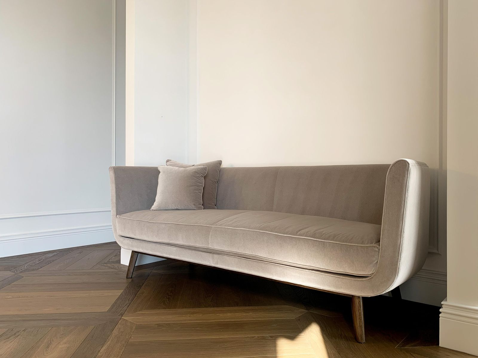 Mid Century Modern Style Velvet Sofa By Damien Langlois Meurinne photo vintage