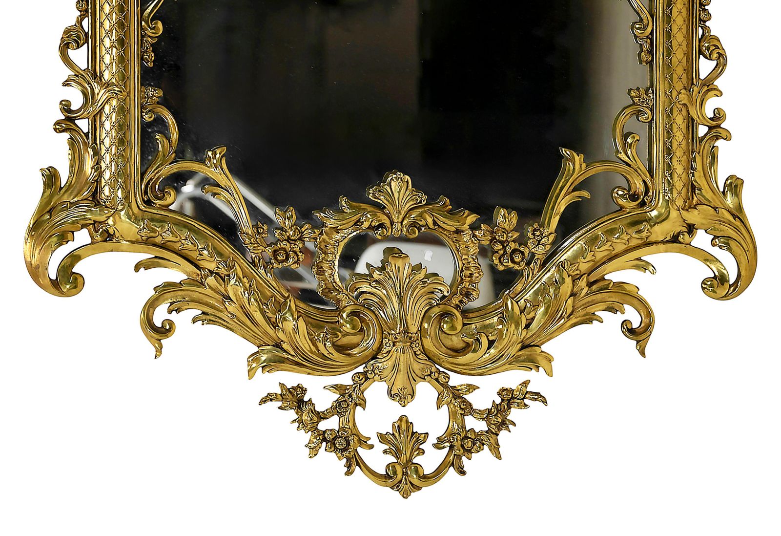 Vintage French Brass Wall Mirror, Rococo Style, Circa 1960 70, Large photo for sale