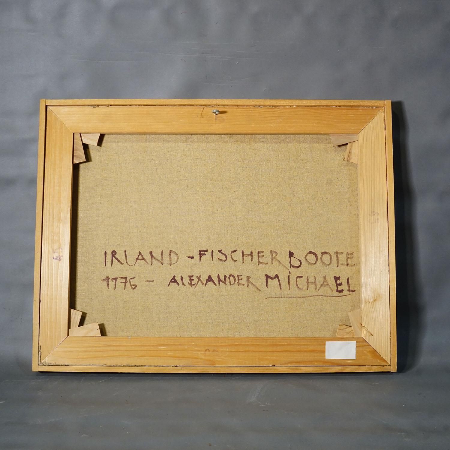 Alexander Michael Oil Painting –  Fishing Boats In Ireland, 1976 photo buy