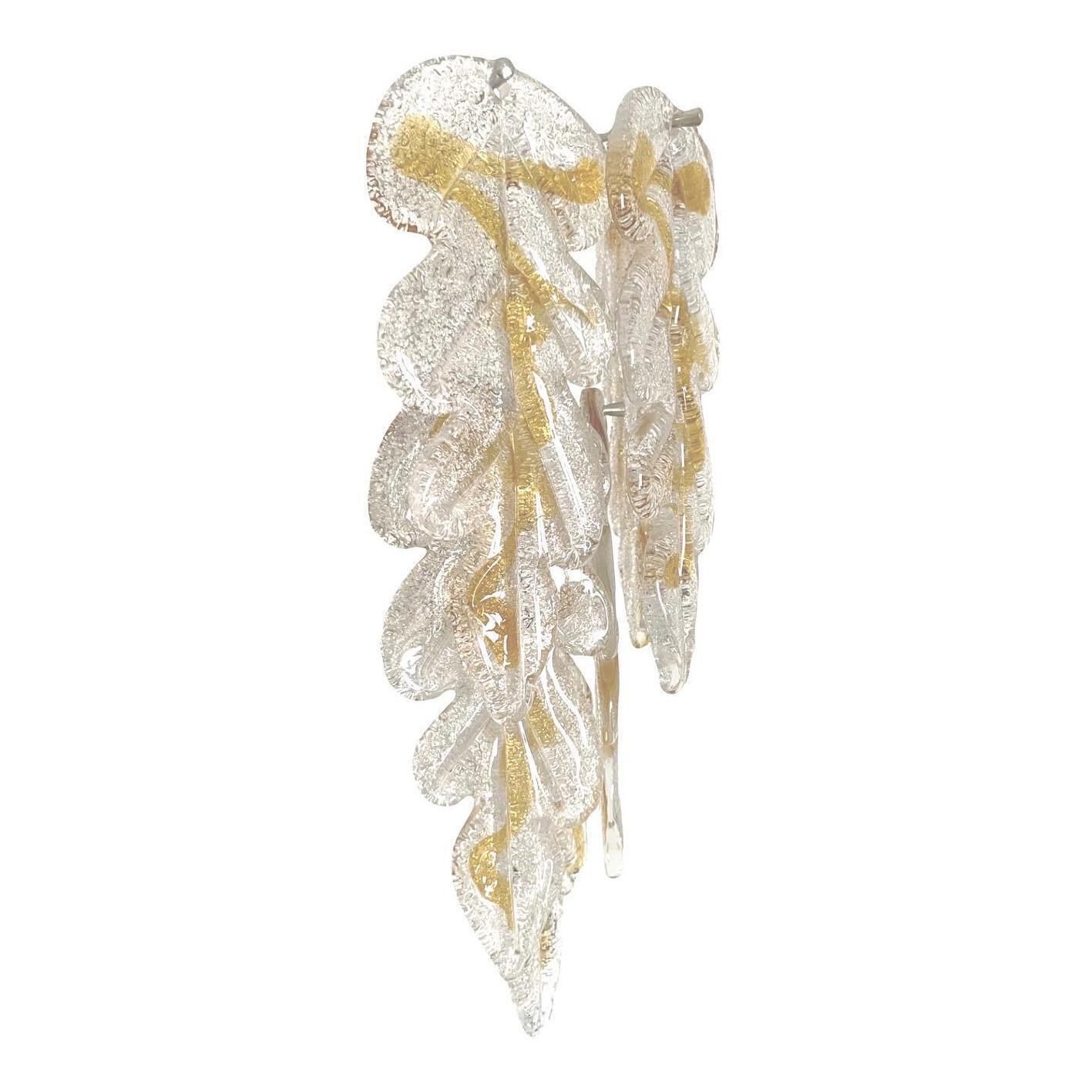 photo vinterior Italian Long Midcentury Set Of Three Of Murano Wall Sconce By Mazzega, 1970s