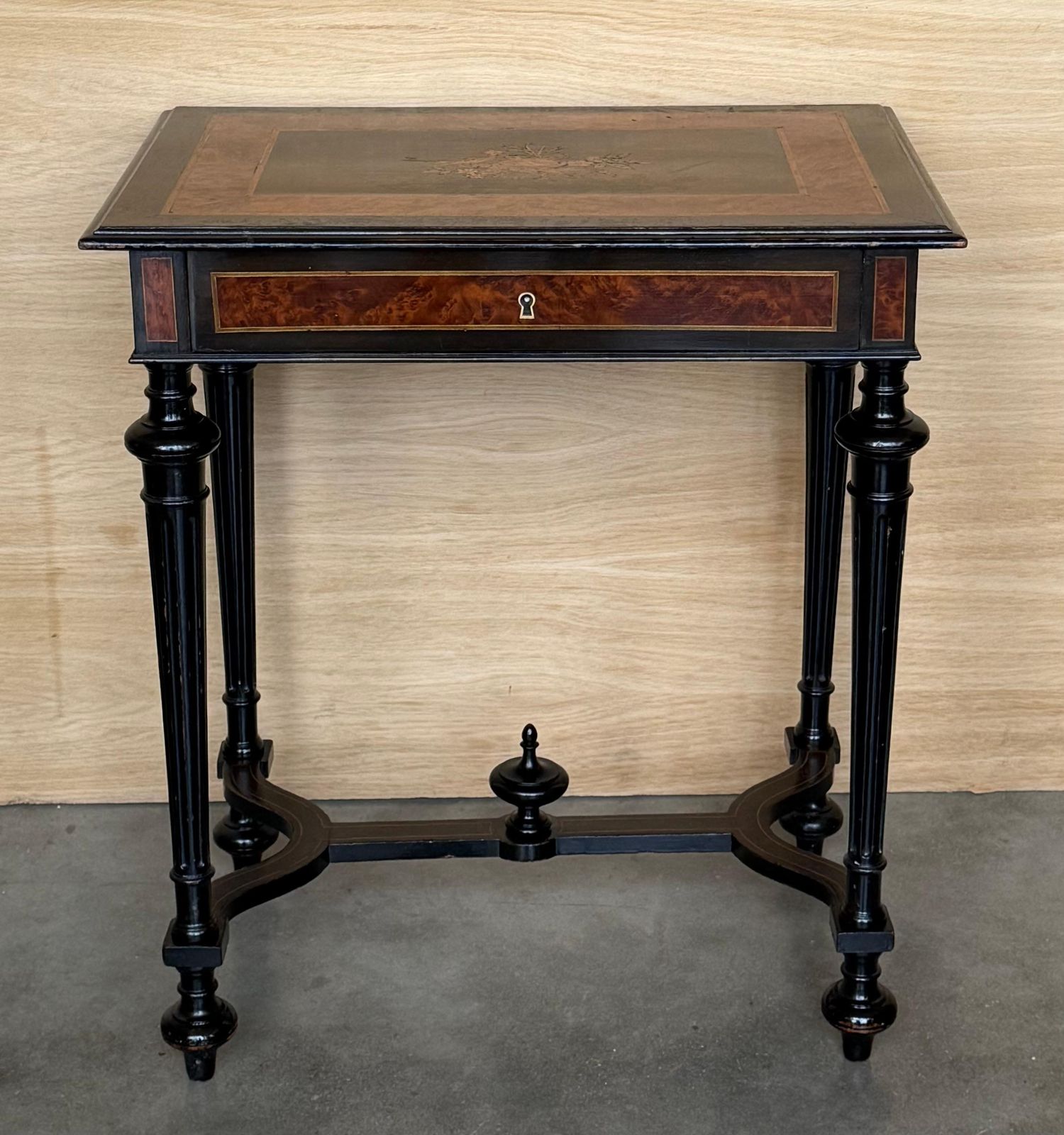 Late 19th Century Sewing Or Side Table Napoleon III Wood Marquetry France photo for sale