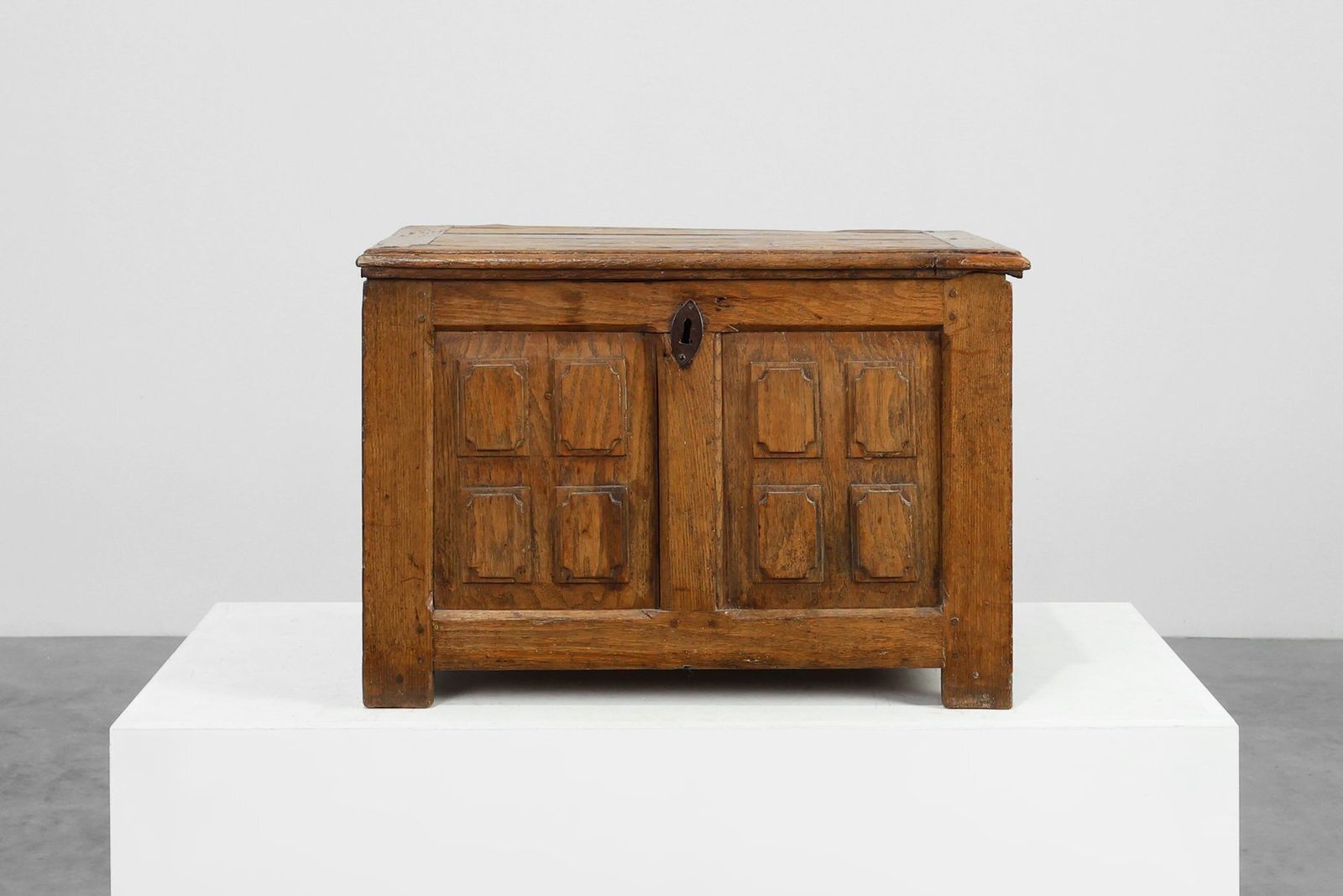 Rustic Oak Paneled Trunk Or Chest, France, 18th Century photo for sale