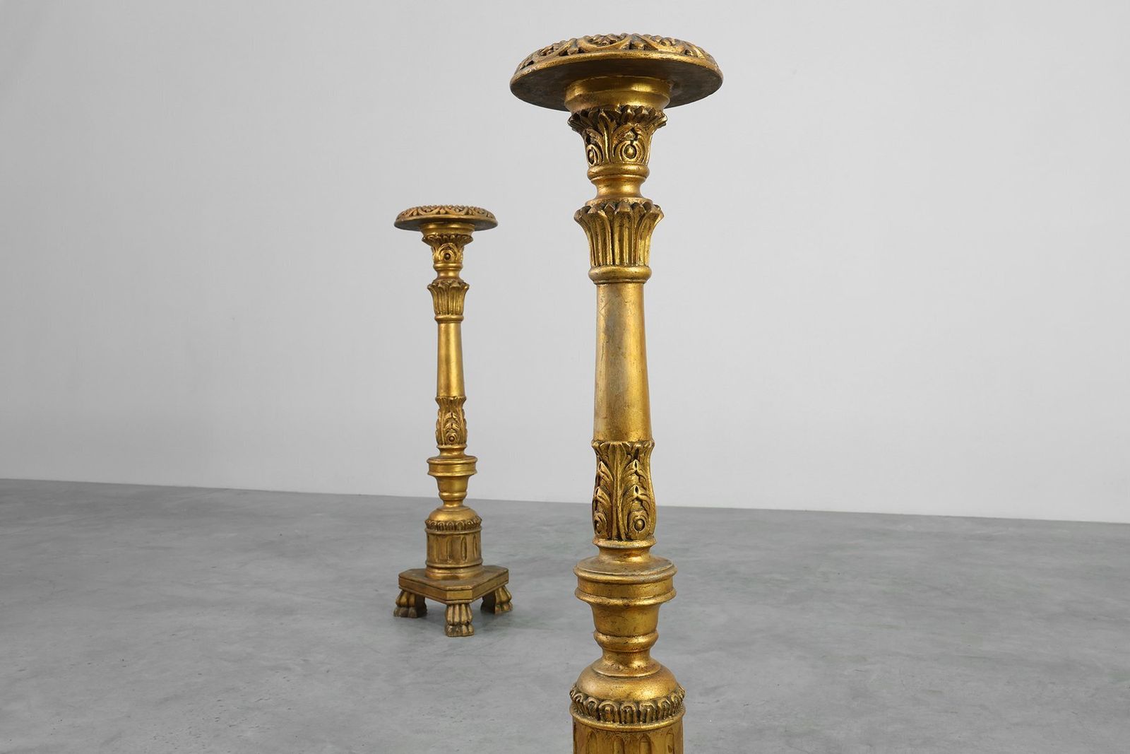 19th Century Giltwood Pedestals With Plaster Decoration, France, Set Of 2 photo Home Decor