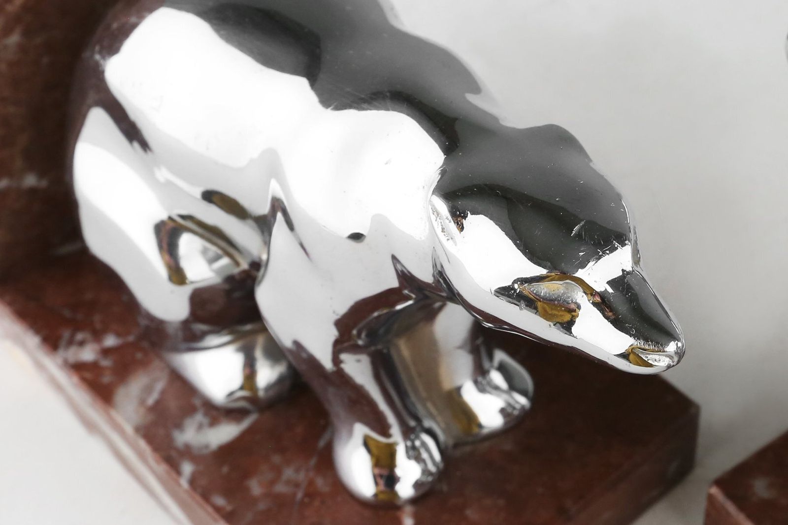 photo furniture Art Deco Marble And Metal Bear Bookends, France, 1930s, Set Of 2