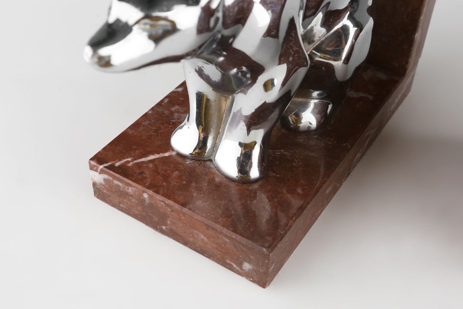 photo for sale Art Deco Marble And Metal Bear Bookends, France, 1930s, Set Of 2