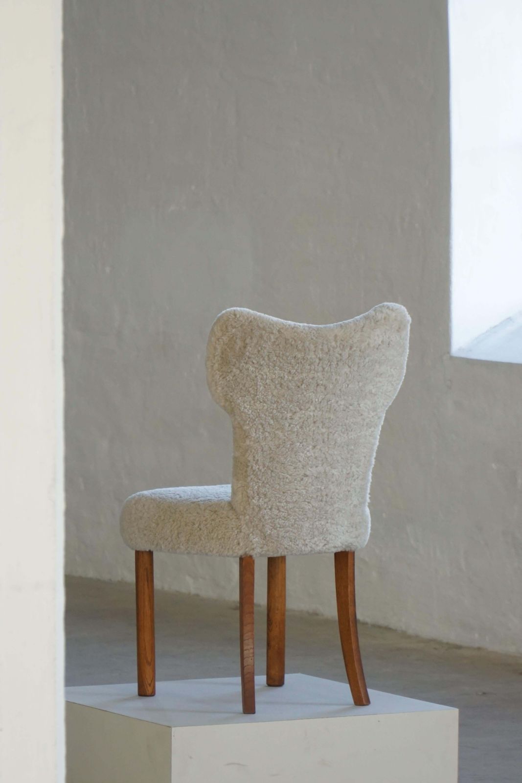 6573.0 Set Of 4 Danish Modern Dining Chairs In Lambswool & Oak, Viggo Boesen, 1950s photo