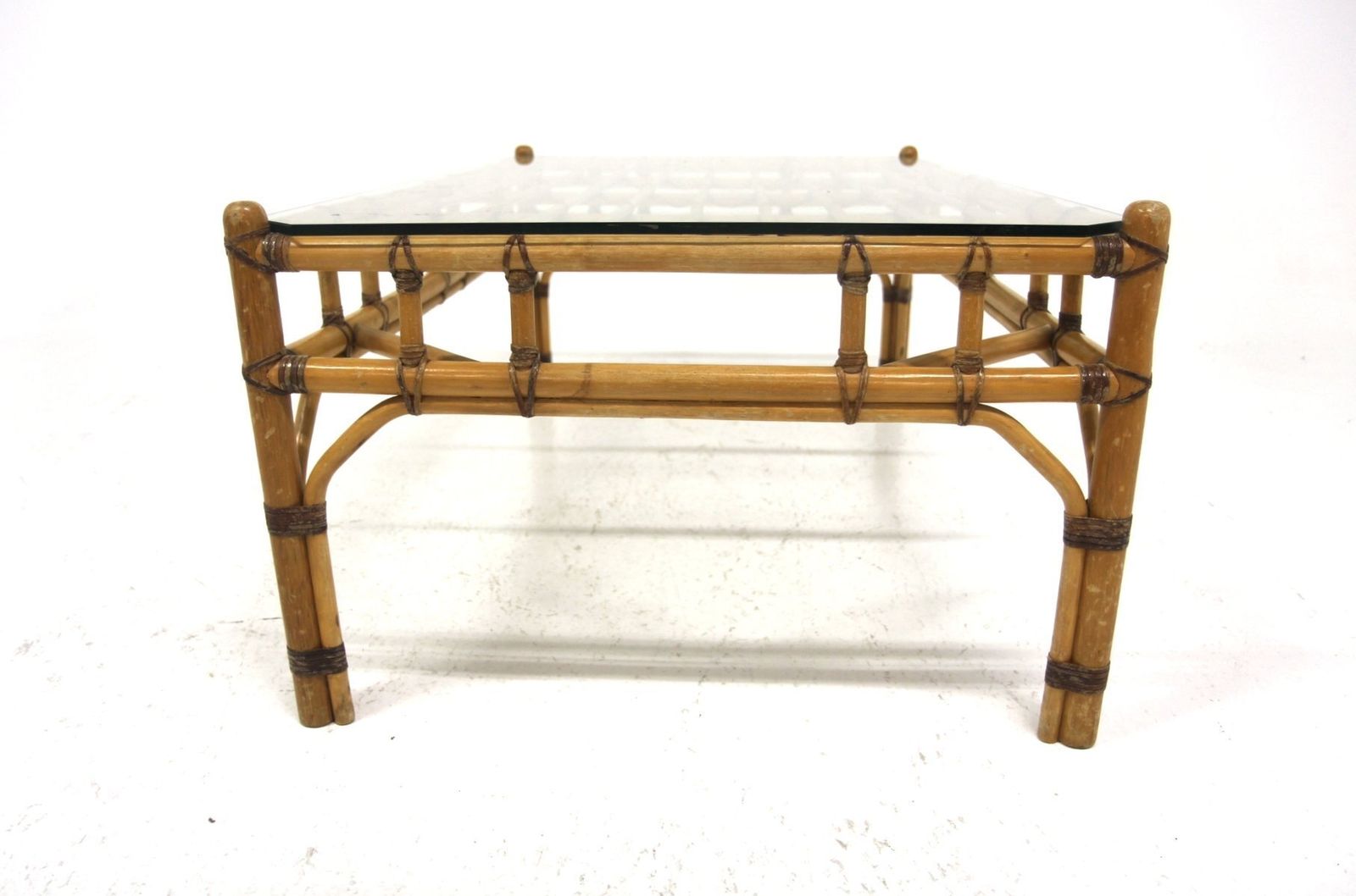 Scandinavian Coffee Table In Glass And Rattan, Sweden, 1970s photo furniture