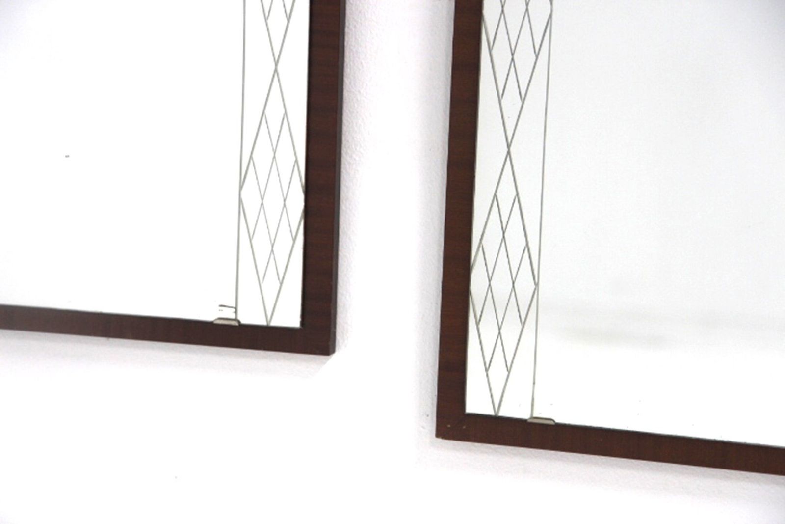 Scandinavian Mirrors In Glass & Wood From Glas & Trä, Sweden, 1960s, Set Of 2 photo for sale