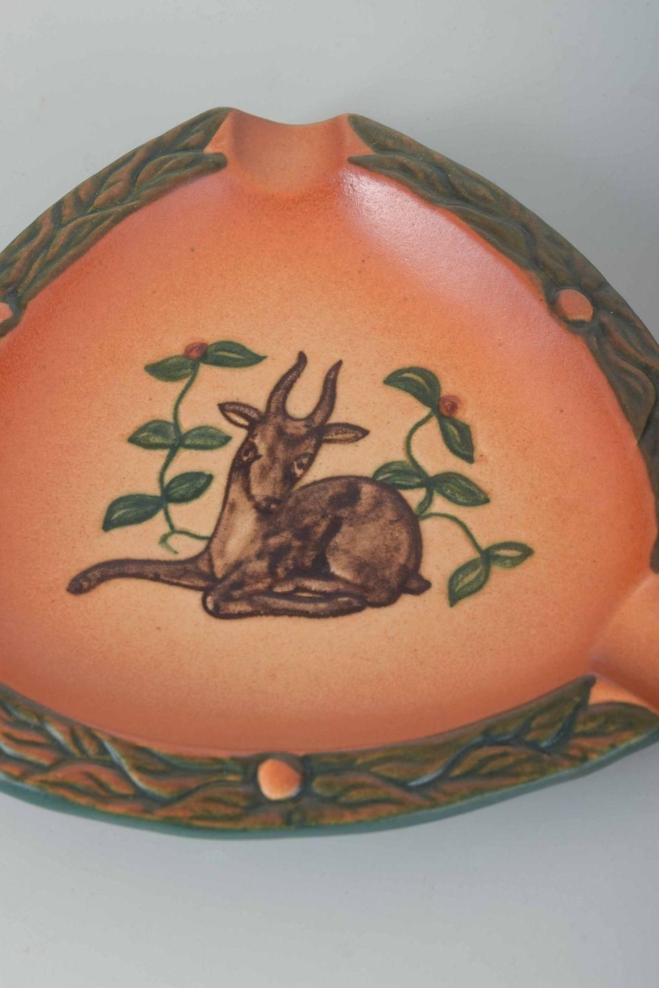 Ipsens Enke. Set Of Three Stoneware Pieces: Ashtray, Vase And Pipe Holder. photo Home Decor