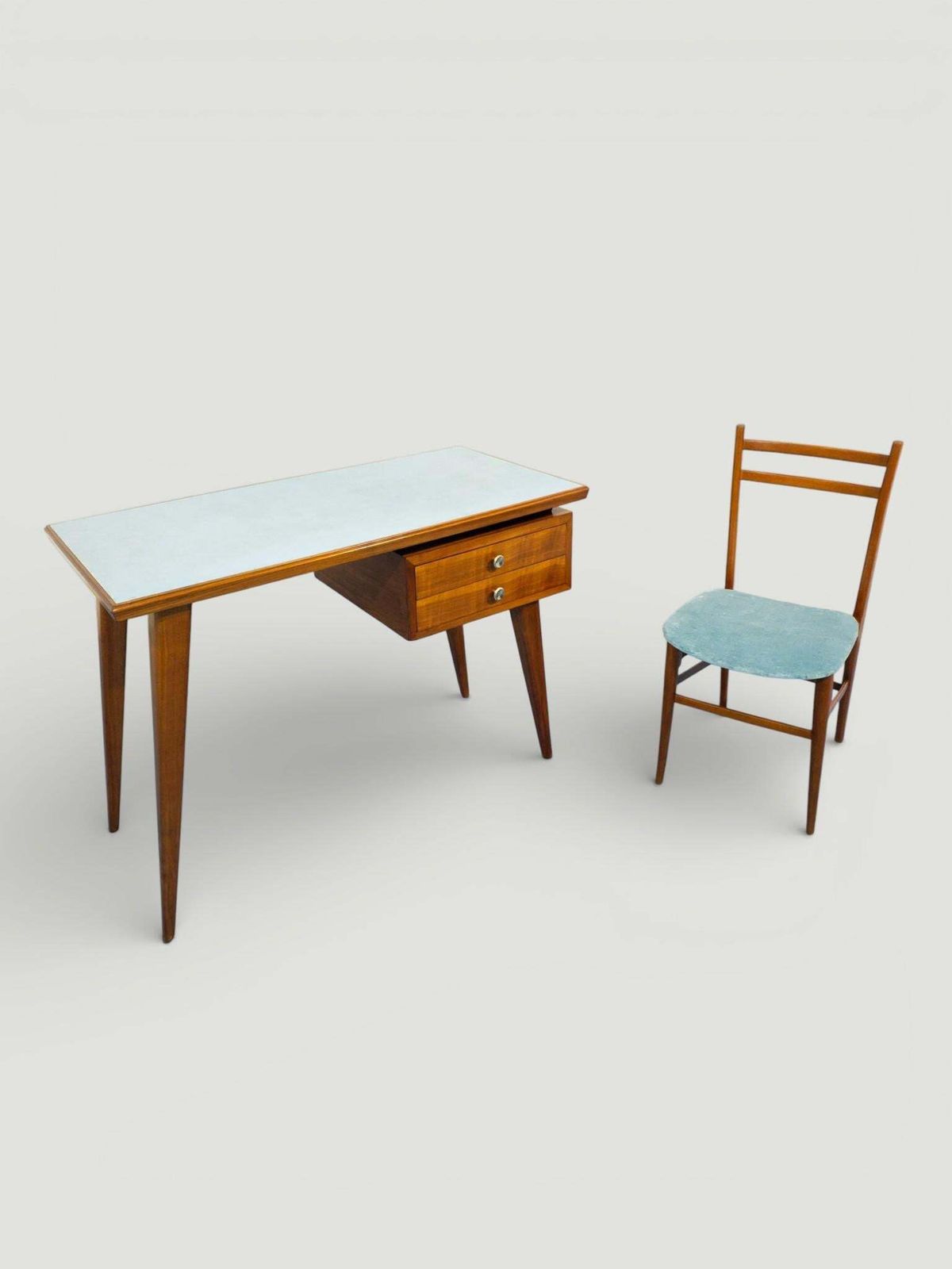 3340.0 Italian Midcentury Desk And Chair With Suspended Bookcase Giò Ponti Style photo