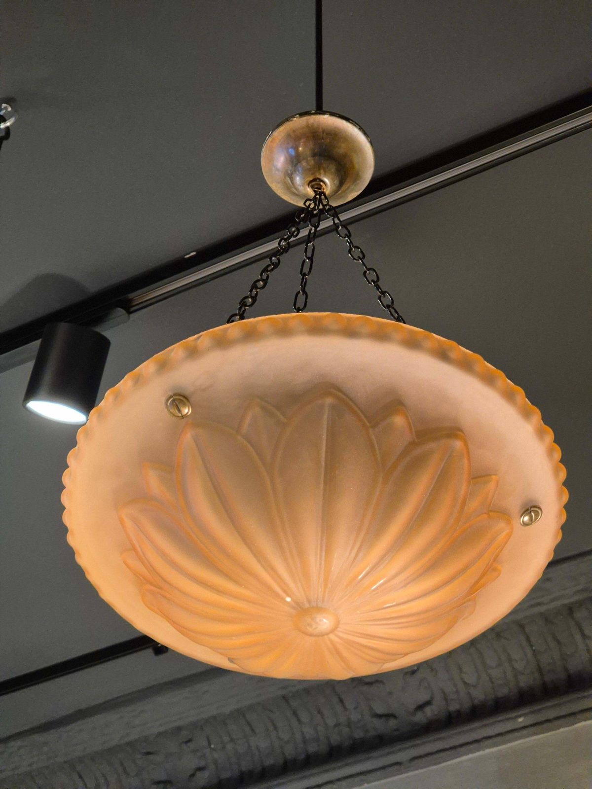 Swedish Grace Classic Pendant, Model "10073" Havanna Glass By Böhlmarks 1920/30s photo for sale