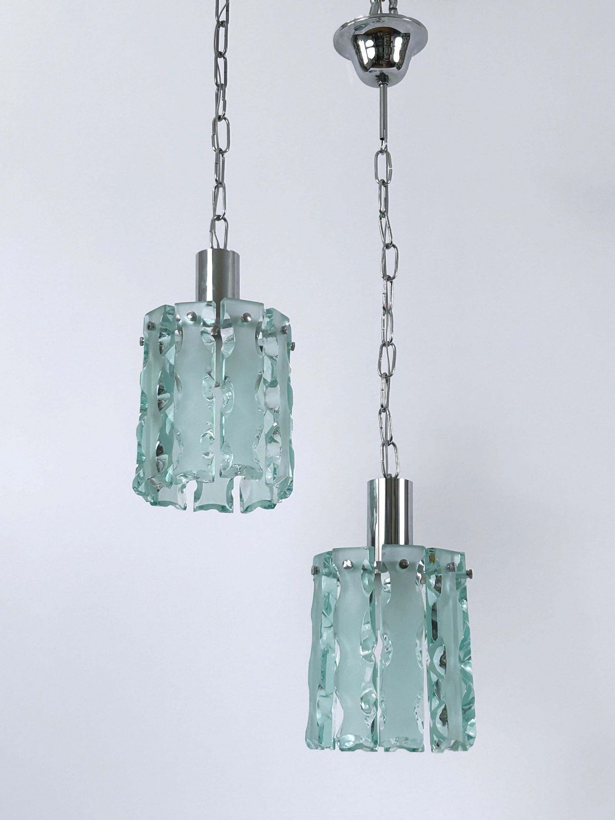 Set Of Two Elegant Mid Century Modern Pendant Lamps By Zero Quattro Italy 1970s photo buy