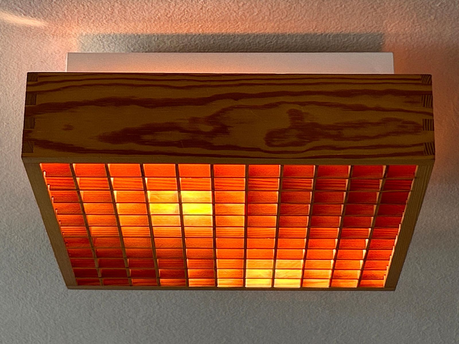 Elegant Mid Century Modern Pine Wood Flush Mount Or Ceiling Lamp Sweden 1970s photo vintage