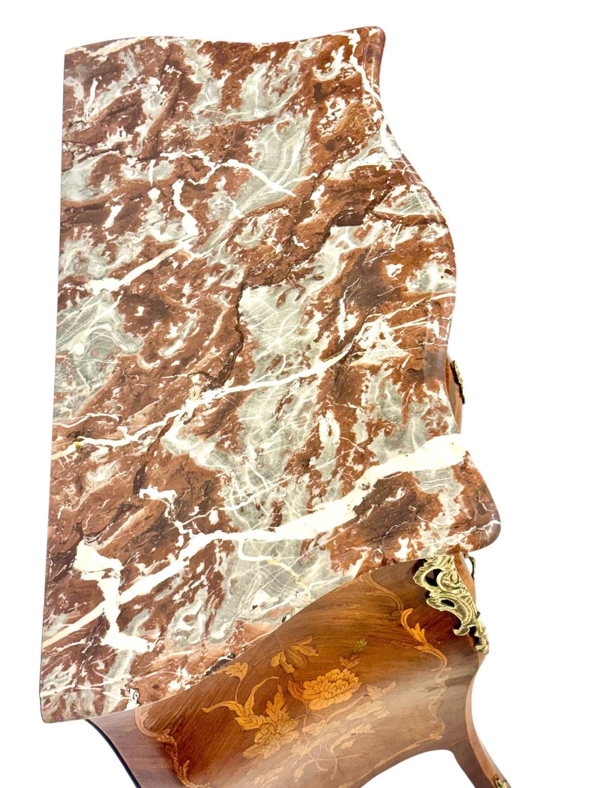 19th Century French Louis XV Style Marquetry Commode With Breccia Marble Top photo 3085.0