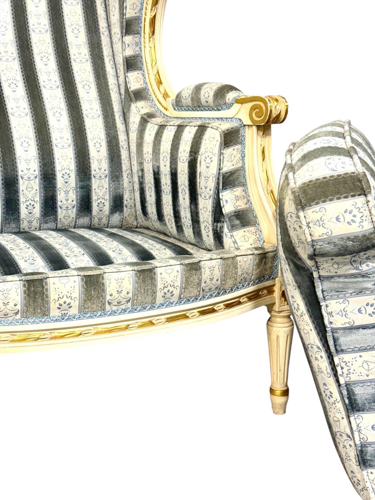 Early 20th Century French Louis XVI Style Painted And Gilded Two Seat Sofa photo vintage