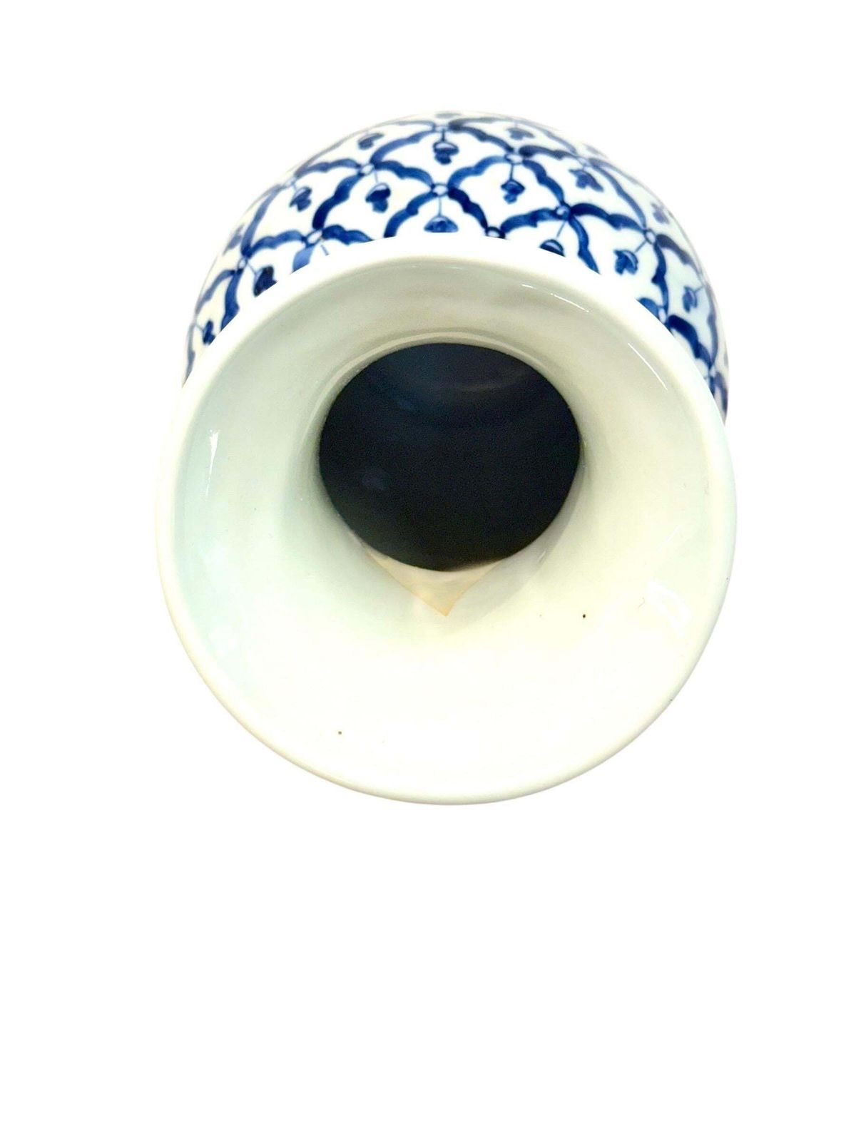 photo furniture Mid 20th Century Blue And White Porcelain Vase, Floral Lattice Design