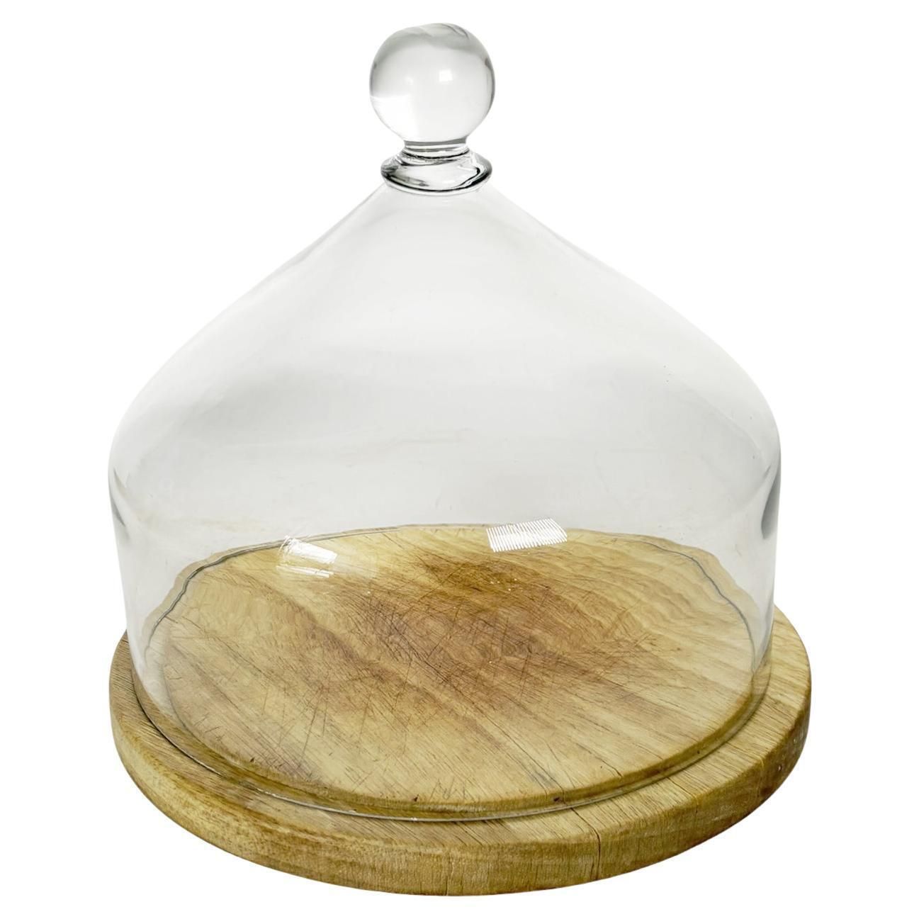 Glass And Wood Cake Dome, Pastry Bell, France, 1960