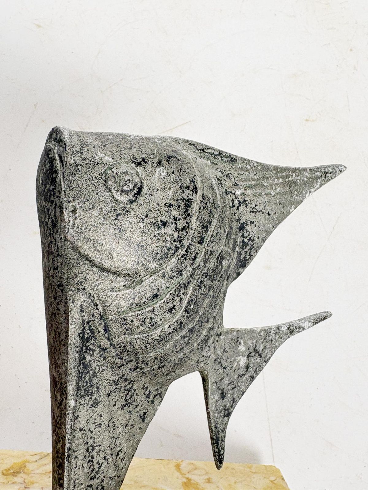 Metal And Marble Fish Paperweight, France, 1950 photo vintage
