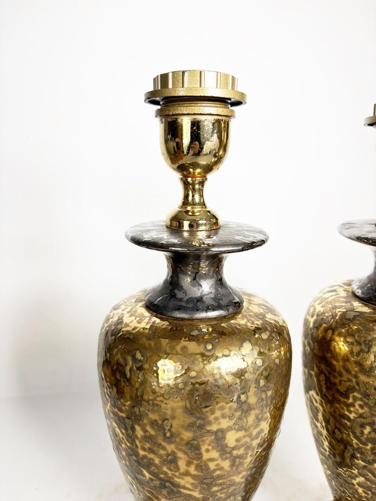 Pair Of Gilded Metal Lamps, France, 1980 photo 580.0