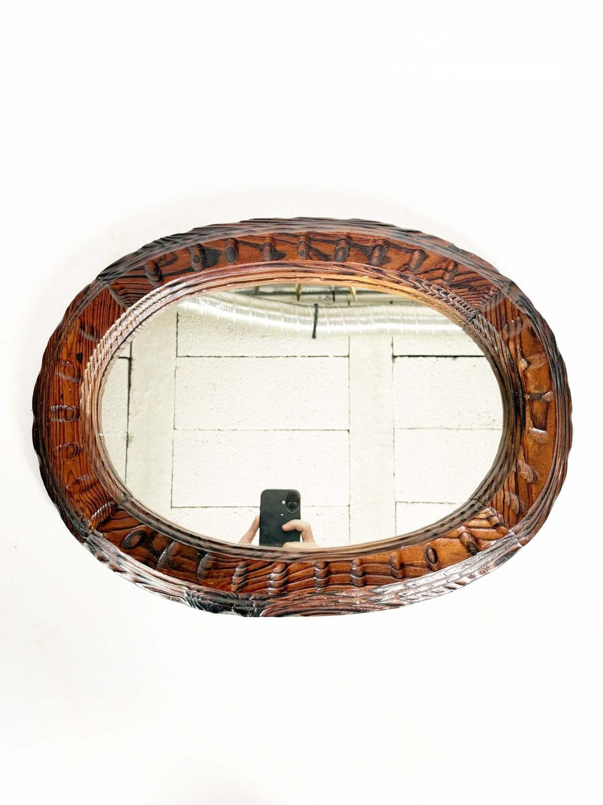 Wooden Chalet Mirror, Dark Brown, France, 1960 photo furniture