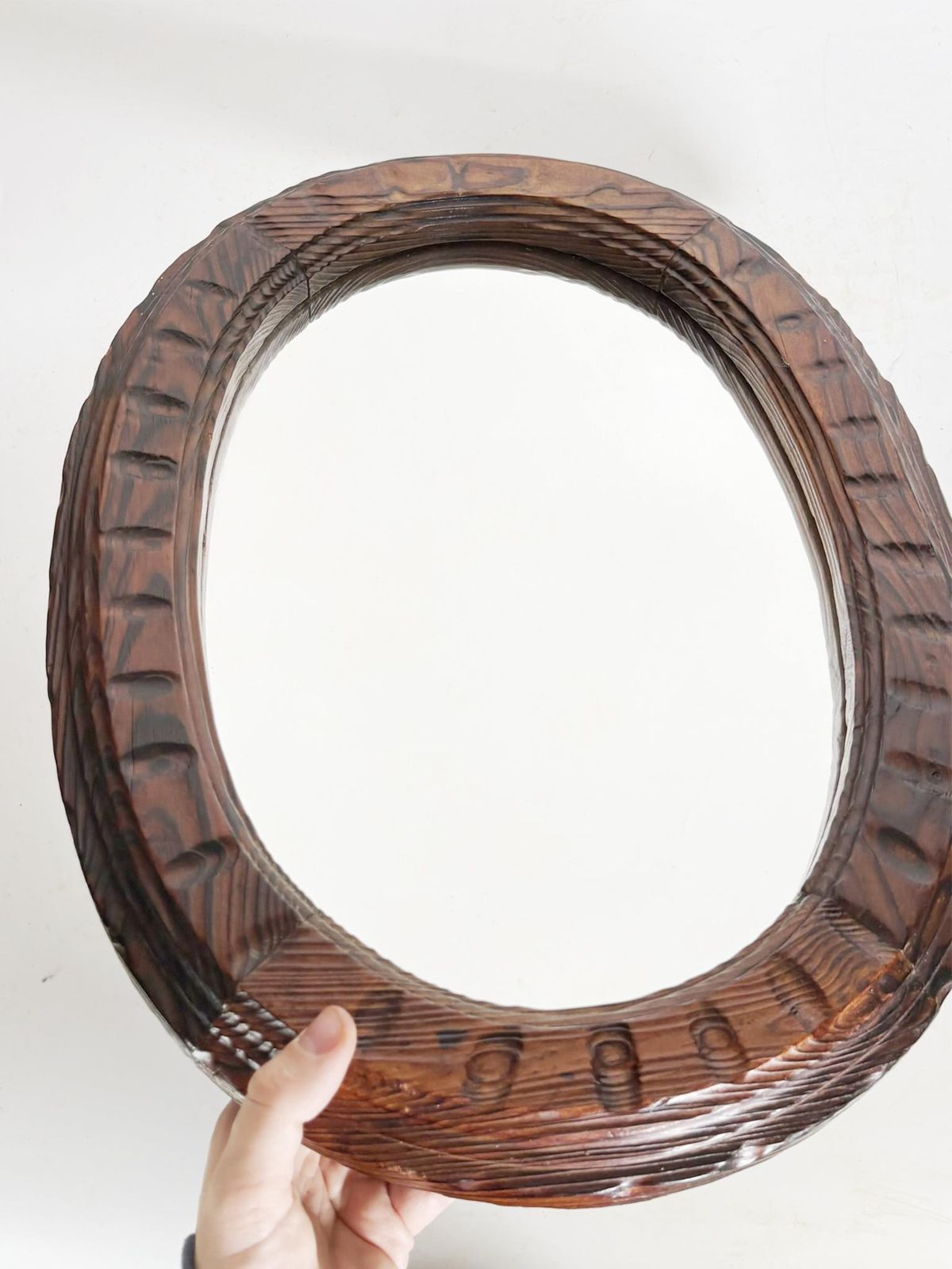 Wooden Chalet Mirror, Dark Brown, France, 1960 photo vintage