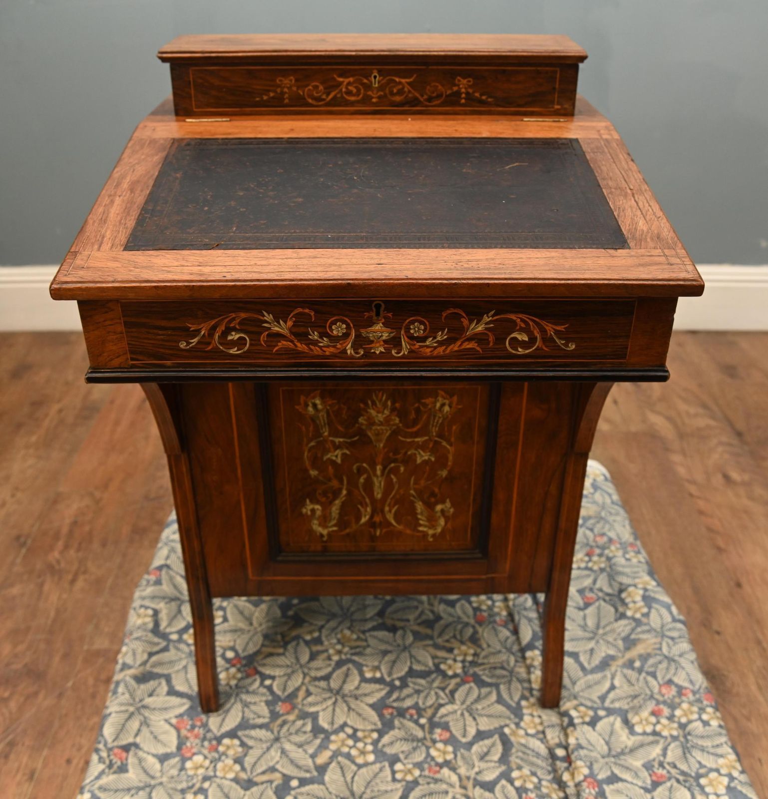 Sheraton Revival Davenport Antique Desk Marquetry 1890 photo vintage