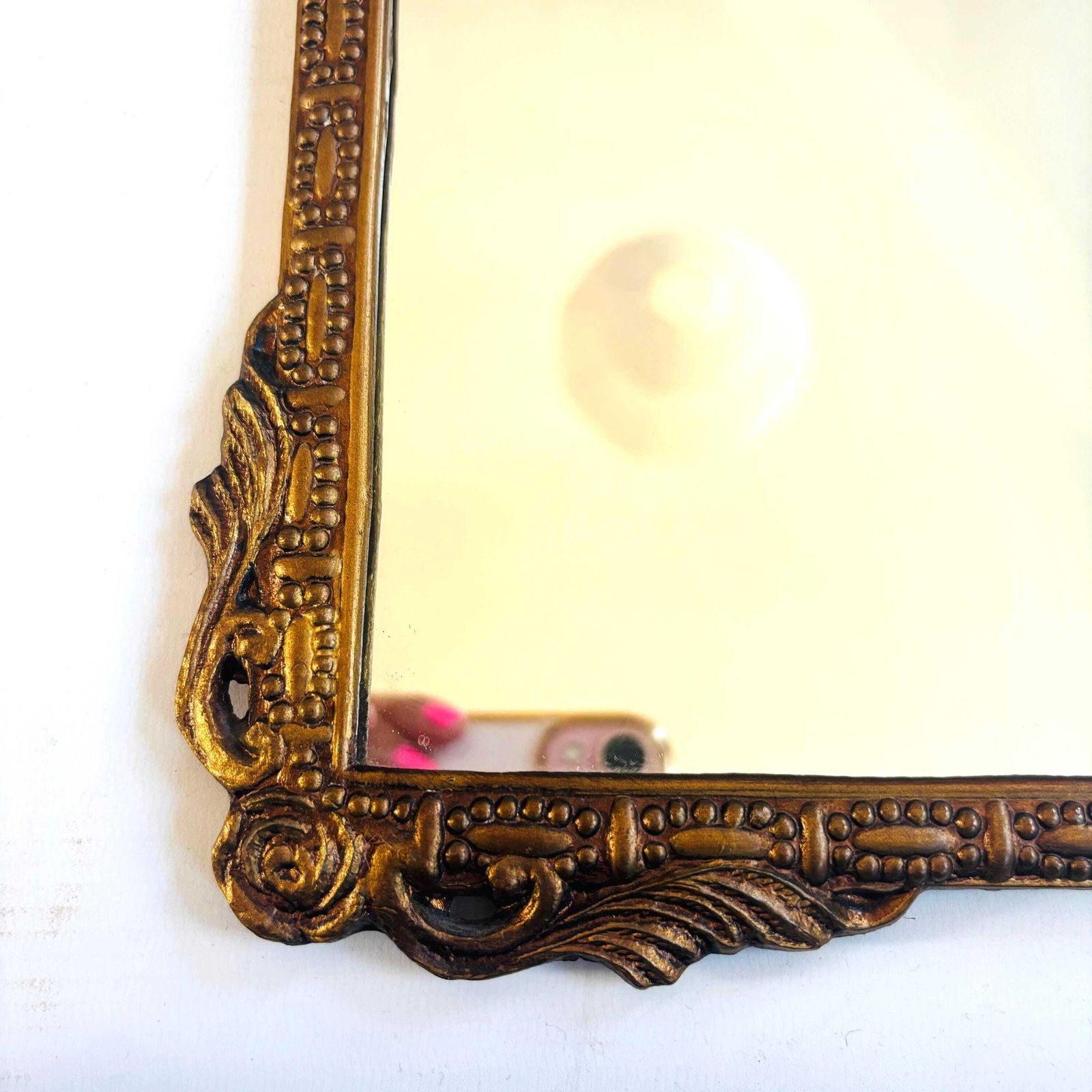 Decorative Antique Brass 1930s Mirror Metal Gold Gilt Collectable Art Deco Made In England photo vinterior